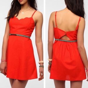Urban Outfitters Cope Orange Scallop Summer Dress